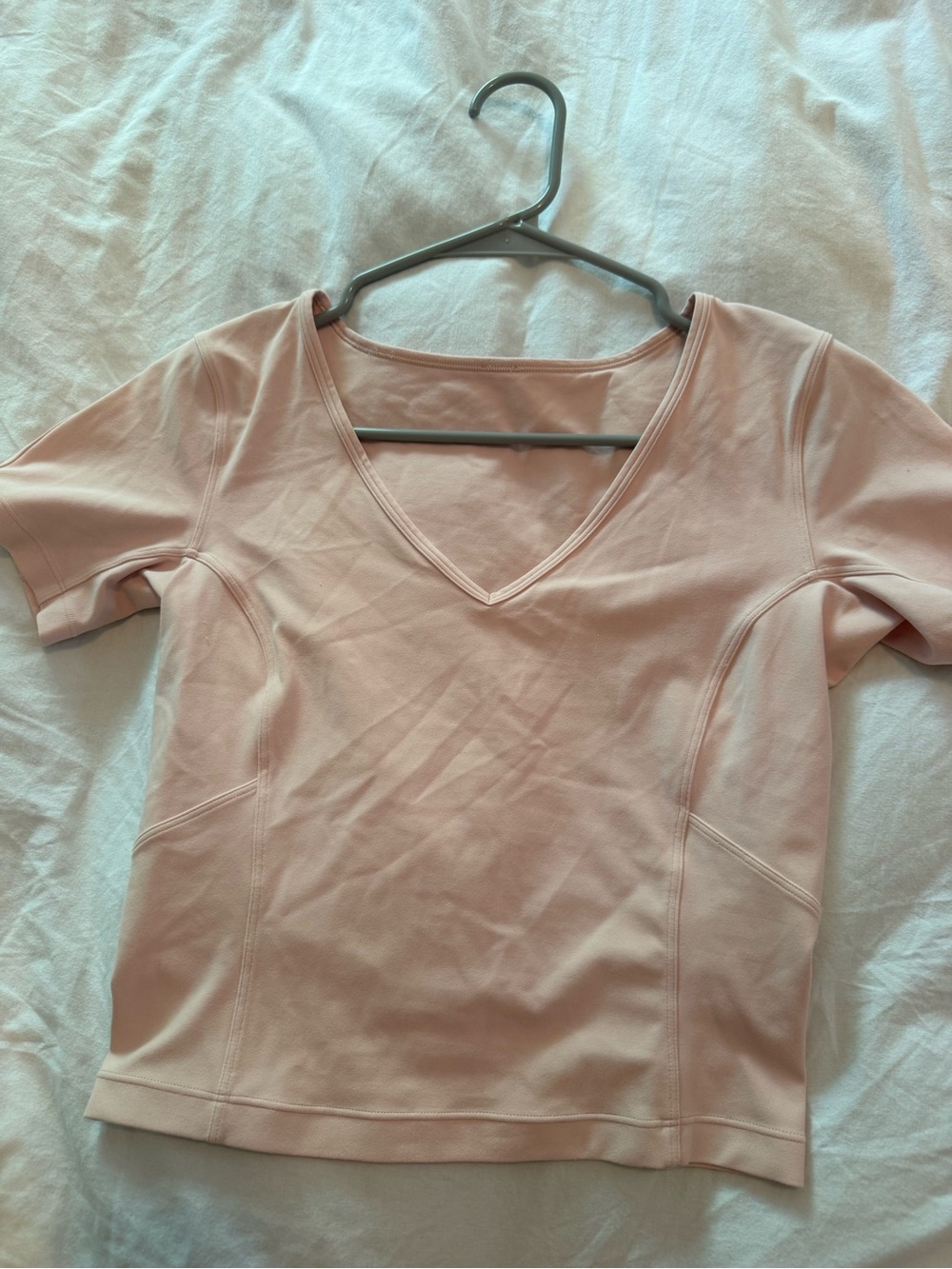 Women's Lululemon Pink V-Neck Short Sleeve Top - Picture 3 of 3